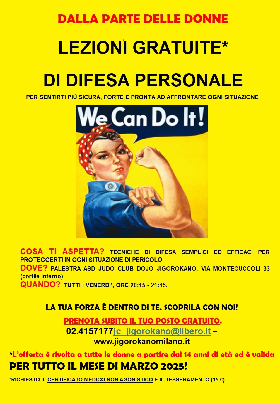 SPECIALE 8 MARZO: per tutto il mese LEZIONI GRATUITE DI DIFESA PERSONALE, offerte in esclusiva alle donne